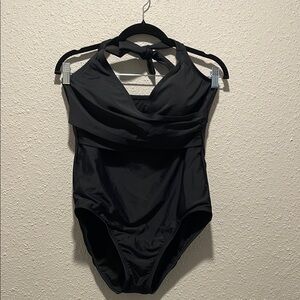 Time and Tru Black One Piece Swimsuit Classic Design